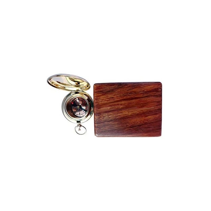 Handmade Brass Push Button Direction Compass POCKET COMPASS with Rose