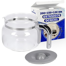 Glass Coffee Pot with Lid 200 x 150 x 130 mm with Original Code 697650076 DCGC01 for Smeg MONTERAL