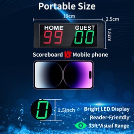 Ousmile Electronic Scoreboard, Tabletop Score Board Electronic Scorer, Portable LED Digital Scoreboard with Remote, Score Keeper for Indoor Outdoor Party Games/Cornhole/Basketball/Volleyball/Pingpong