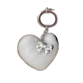 88flix Keychain, Cute, Sukuba, Korean Charm, Y2K Ribbon, Women's Heart, Gift, white, Free size