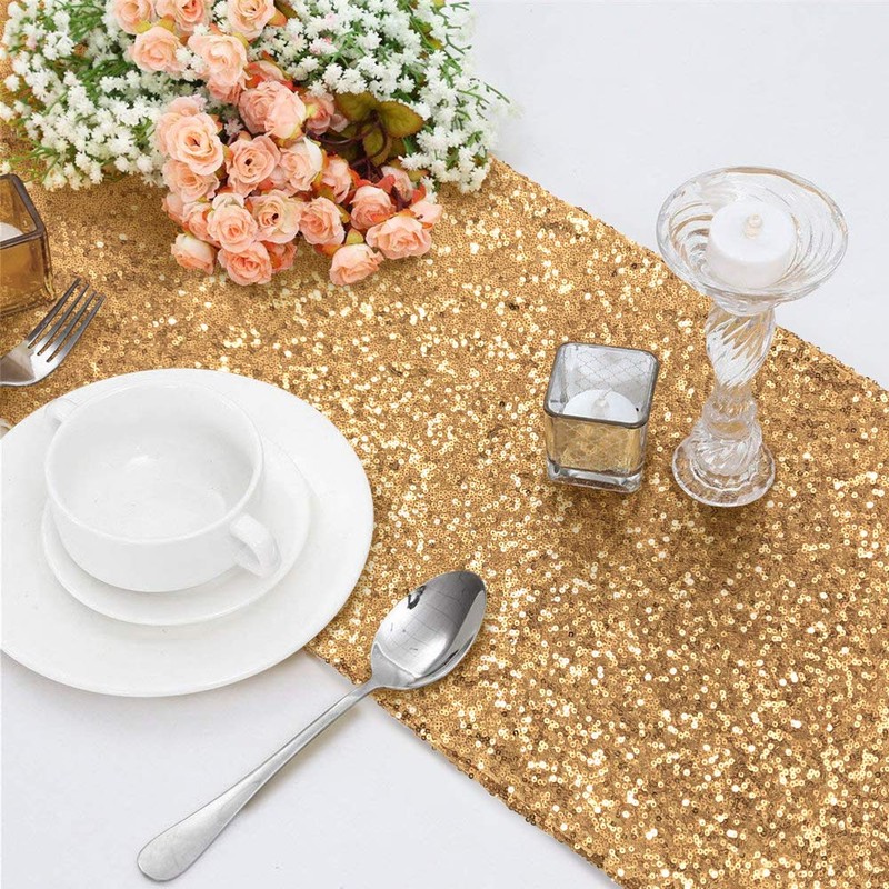 Time to Sparkle 12x108inch Glitter Sequin Table Runner Chair Sashes