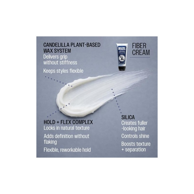 Reuzel Fiber Cream, Provides a Low Shine Finish, 100 ml