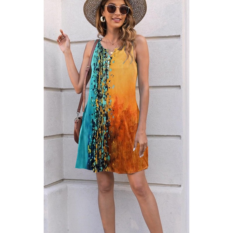 Disamer Womens Summer Dress 2025 Casual Button Down V Neck