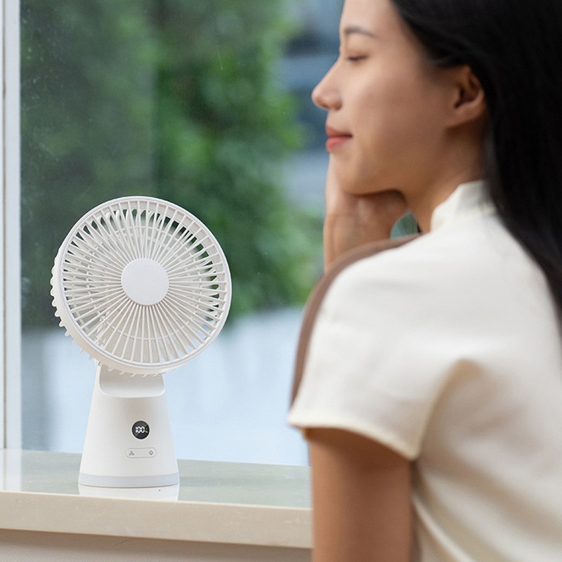Desktop Fan Portable 5 Speed Power Display Quiet USB Rechargeable