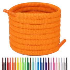 Handshop Half Round Shoelaces 1/4" - Oval Shoe Laces Replacements For Sneakers and Athletic Shoes Sports Neon Orange 24 inch (60cm)