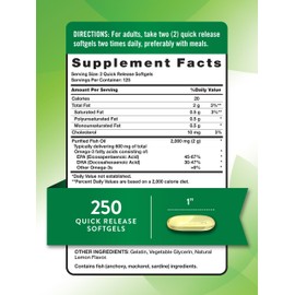 Nature's Truth Fish Oil 2000 mg | 600 mg Omega 3 | 250 Softgels | Natural Lemon Flavor | Non-GMO and Gluten Free Supplement