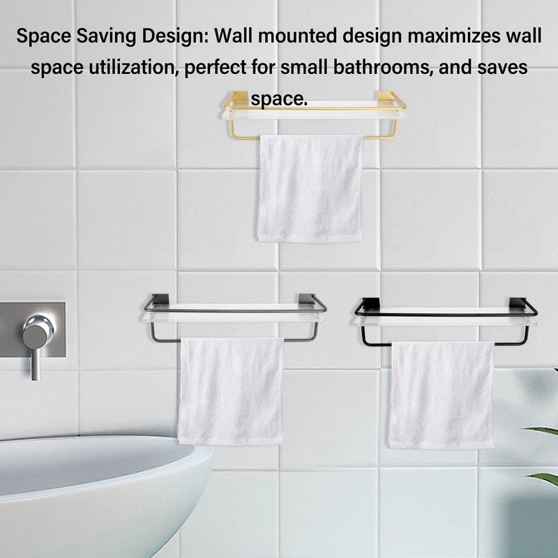 30cm Shower Caddy Wall Mount Organizer with Towel Hanger Easy