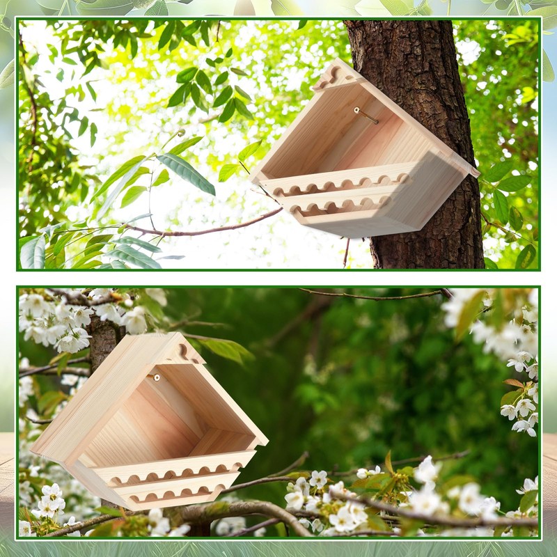 DoubleFill 2 Pcs Cedar Dove Nesting Box Bird House Outdoor