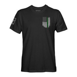 Thin Green Line USA Flag Leo Police Support Men's T-Shirt (Black Shirt, S)