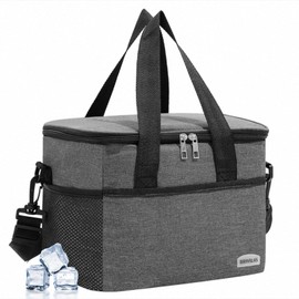 Venprodium 33x25x27 cm Kühltasche 22L, Lunchtasche Faltbar, Thermotasche, Isoliertasche, Picknicktasche, Gefriertasche, Halten Sie Lebensmittel Frisch, für Einkauf, Picknick, Camping und Strand, Grau