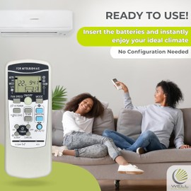 Wellclima RKX502A001 Remote Control for Air Conditioner Compatible with Mitsubishi Heavy Industries – Replaces RKX502A001B, RKX502A001C, RKX502A007, RYD502A017 & More – Ready to Use