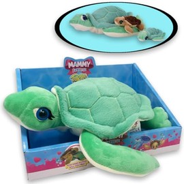 #sbabam Mammy Surprise Turtle Big Size Green, 30 cm Plush Turtle with Small Soft Puppies, Plush Toy for Children, Children's Games from Kiosk, Turtle Doll + 3 Years