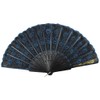 Newstarfactory Peacock Pattern Sequins Design Black Plastic Folding Hand Fan