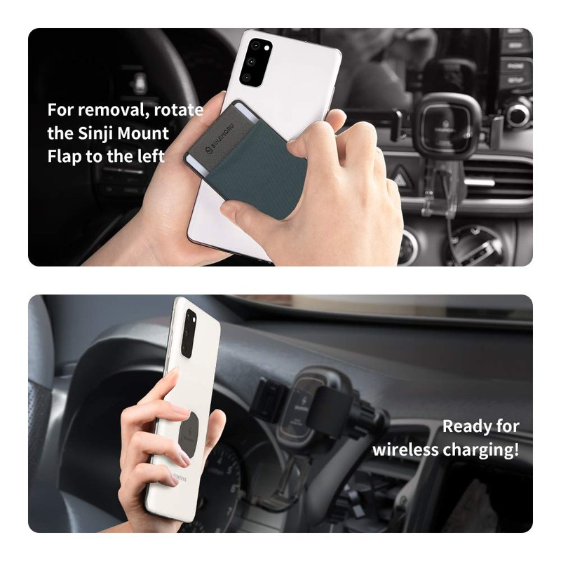 Sinjimoru Removable Cell Phone Wallet with Flap, Wireless Charging Compatible,