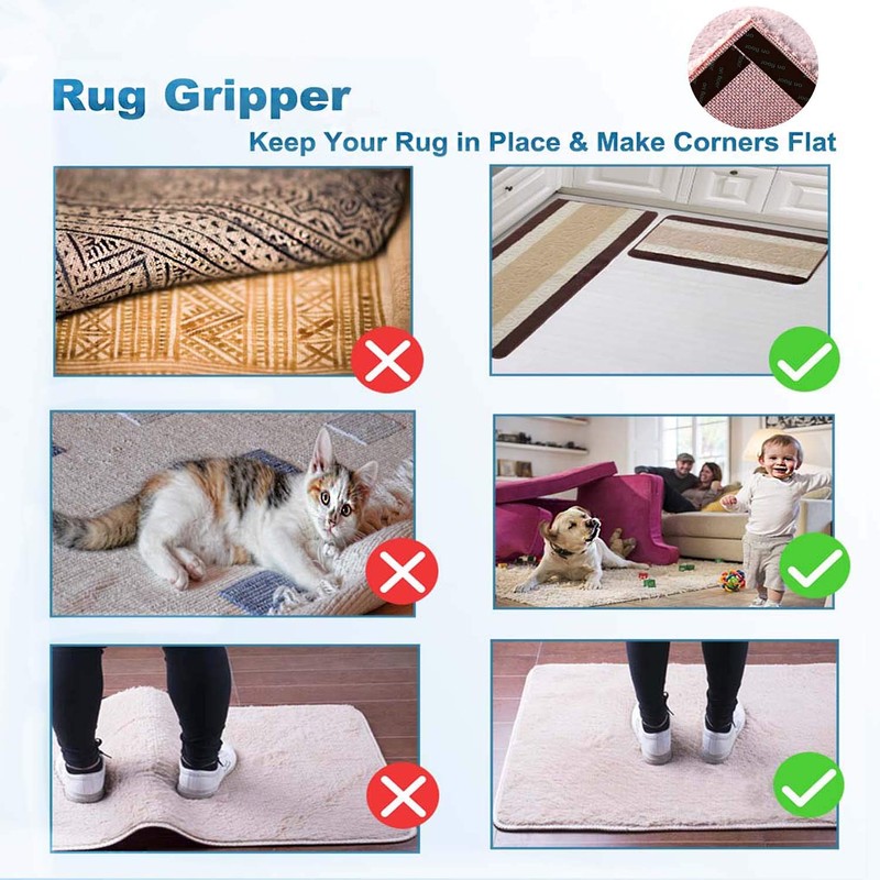 Rug Tape for Hardwood Floor 12 Pcs Carpet Tape Anti