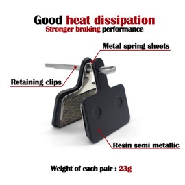 BlingKingdom 4 Pairs Bicycle Disc Brake Pads, Resin Brake Pads Replacement, Compatible with M315 M355 M515 M525 C501 C601 M375 M395 M415 M416 M446 M465 M475 M485 M486 (Black)