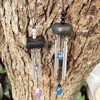 2 Pack Small Silver Wind Chime with Ceramic Blank Drops,