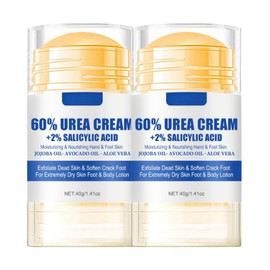 Urea Cream 60 Percent for Feet - 60% Urea Foot Cream Plus 2% Salicylic Acid - Cracked Heel Repair Cream for All Skin Types - Deep Nourishing Urea Cream for Cracked Heels and Dry Skin - 2PCS