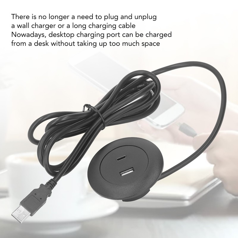 Embedded Charging Round Port Desktop Power Grommet for Sofas Tables