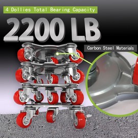 【Upgrade Large】Furniture Dolly & Furniture Rollers Mover with 5 Wheels, Carbon Steel Panel Furniture Lifter Set Up to 2200LBs, for 360° Rotation Shifting Moving Heavy Duty Refrigerator, Sofa, Cabinet