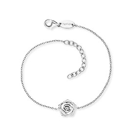 Engelsrufer Women's Rose Garden Bracelet Sterling Silver with Rose Lobster Clasp Adjustable Length Nickel-Free, Sterling Silver, Cubic Zirconia