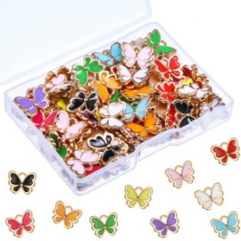 100 Pieces Colorful Butterfly Charms for Jewelry Making Enamel Butterfly Pendant Jewelry Butterfly Charm Alloy Butterfly Jewelry Charm for Necklace Bracelet Earrings DIY Supplies