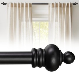 Black Curtain Rods for Window 28 to 48 Inch, 5/8 Inch Heavy Duty Curtain Rods Adjustable with Brackets, Easy Installation, Suitable for Bedroom, Living Room, Kitchen