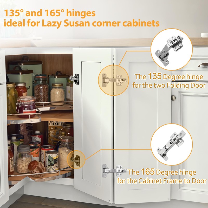 TamBee 135 Degree Lazy Susan Hinge, 48mm Corner Kitchen Cabinet