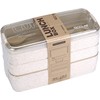 Mejiwasmi Portable Bento Box, 3-layers Lunch Box, 900ML Wheat Straw