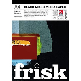 Frisk Black Mixed Media Paper Pad 250gsm 30sheets A4