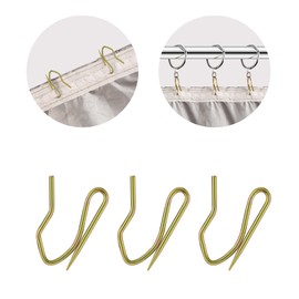 Metal Curtain Hooks, Rustproof Steel Heavy-Duty Offset Pin-On Drapery Hooks for Window Curtain, Door Curtain and Shower Curtain(60 Pack Bronze)