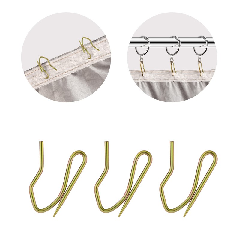 Metal Curtain Hooks, Rustproof Steel Heavy-Duty Offset Pin-On Drapery Hooks