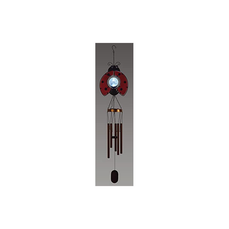 Sunset Vista Designs Collection Solar Wind Chime, Ladybug, 7.48" x