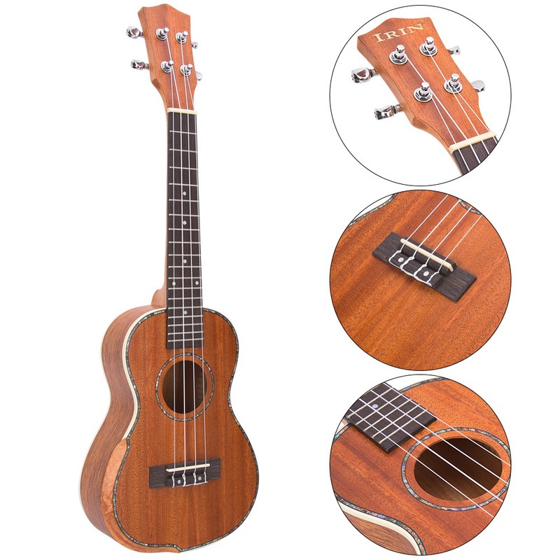 23in Ukulele Brown Mahogany Wood with Bag Capo String Cleaning