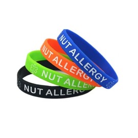 Nut Allergy Wristbands Adult Child Size Allergies Awareness (4 Pack) (Large 20cm)