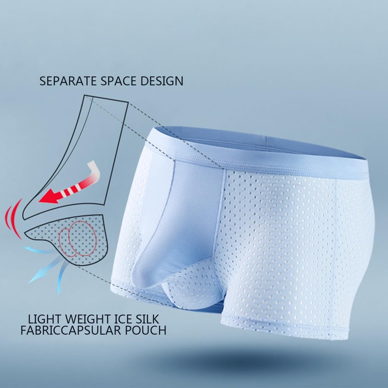 Evankin Men Mesh Ice Silk Underwear with Bulge Pouch Breathable