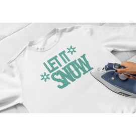 Let It Snow Iron On Decal, Christmas Iron On Transfer, Christmas Crafts, Heat Transfer, Iron On Almost Anything In Less Than 5 Minutes (Old Gold Glitter)