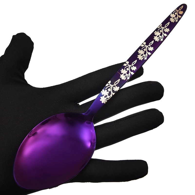 BNAZIND Kunz Purple Spoon | 18/10 Stainless Steel Titanium Shiny