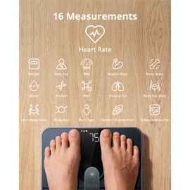 eufy Digital Bathroom Scale P2 Pro, Smart Scale for Body Weight with Wi-Fi Bluetooth, 16 Measurements Body Composition Scale with bmi, Body Fat, Muscle Mass, 3D Virtual Body Mode