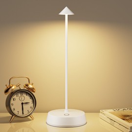 Rechargeable Cordless Small Table Lamp,6000mAh Battery Operated,LED Touch Dimmable Modern TableTop,Portable Outdoor Wireless Bedside Night Light for Restaurant/Dining/Bedroom/Living Room/Coffee(White)