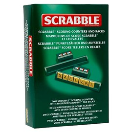Ideal | Scrabble: Pack of 2 Classic Scoring Counters and Moulded Tile Racks | Classic Games | Word Games | For 2-4 Players | Ages 10+