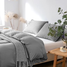 Good Nite Duvet Cover Set, Bed Sheet Set, Soft Duvet Cover with 2 Pillowcases, Easy Care and Fluffy Bedding Sets (Light Grey, Single 135 x 200 cm)