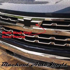 Blackout Auto Mods Matte Black Vinyl BowTie Grill Emblem Overlay For 2022-2024 Chevy Silverado 1500