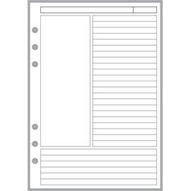 A5 Size Cornell-Style Notes Pages, Sized and Punched for 6-Ring A5 Notebooks by Filofax, Mulberry, Kikki K, TMI, and Others. Sheet Size 5.83" x 8.27" (148mm x 210mm)