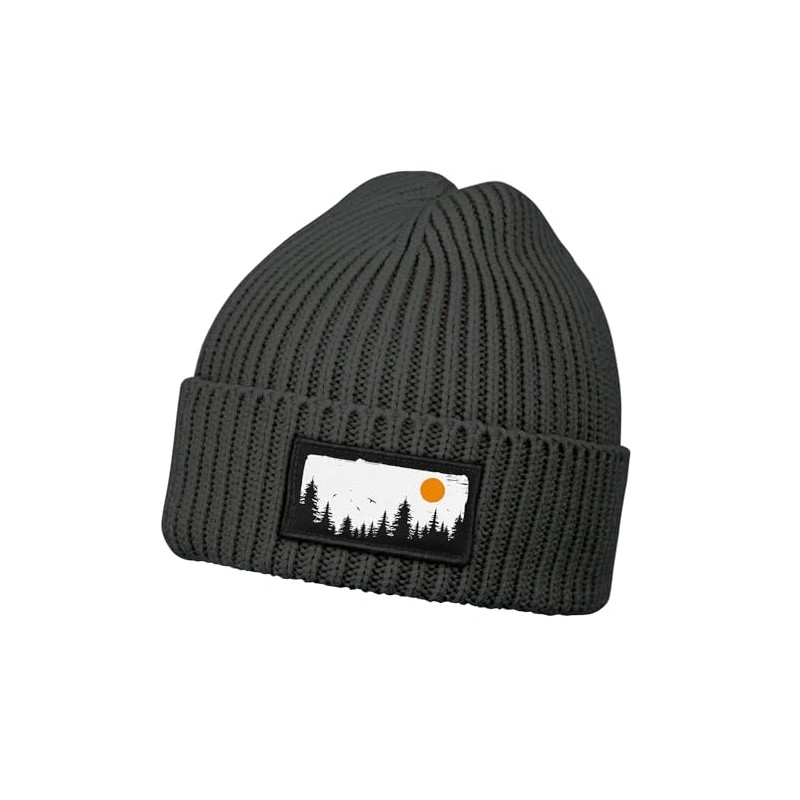 Neverless® Men's Beanie Winter Hat with Patch Print Forest Trees