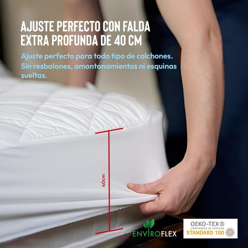 Enviroflex Quilted Mattress Topper Universal Comfort with Waterproof Protection Extra