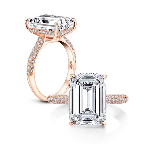AINUOSHI 6 Carats Emerald Cut Cubic Zirconia CZ Rhodium Plated/Rose