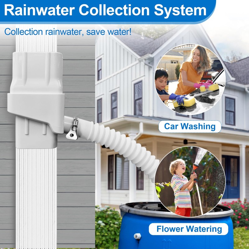Downspout Rainwater Collection, Rain Barrel Diverter Kit Fits 2 “x