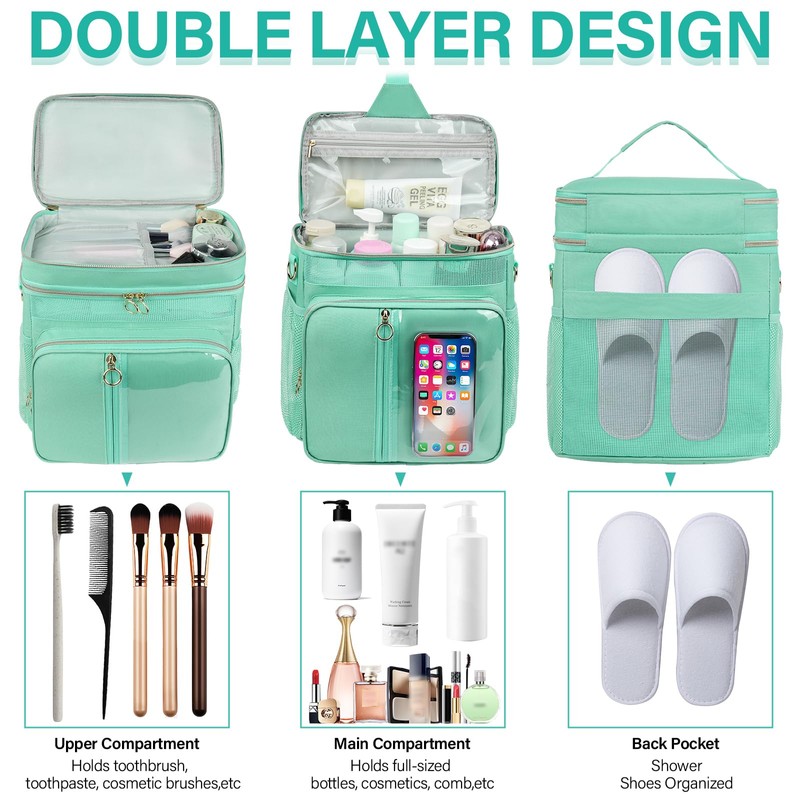 Portable Shower Caddy Bag College, Quickly Dry Toiletry Mesh Tote
