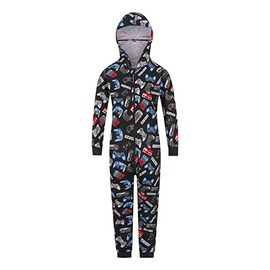 ThePyjamaFactory Boys Gamer Video Game Controller Gaming Sleepsuit Black Blue (11-12 Years)